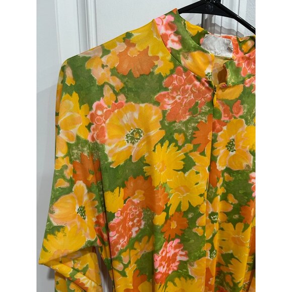 Vintage At Home Wear Van Raalte Sash Belt Floral Maxi Dress Size Medium Boho - Picture 5 of 9